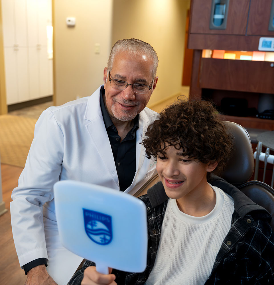 Doctor and Patient SMiling in mirror